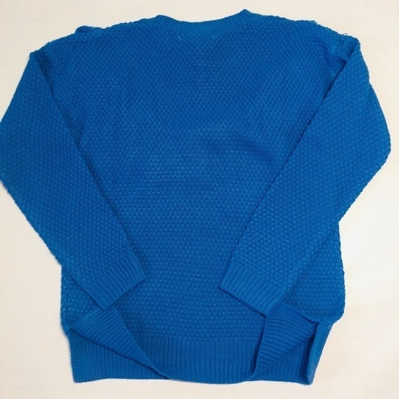 Pink Republic Big Girls Acrylic Pom Pom Blue Crew Neck Knit Pullover Sweater L - Picture 2 of 8